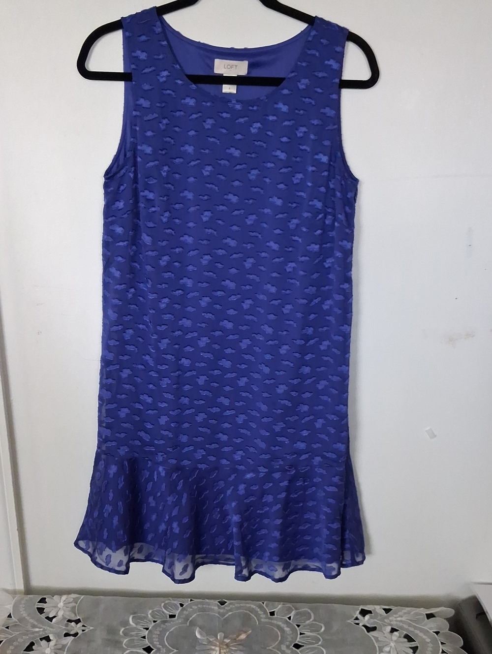 LOFT Violet Blue Sleeveless Drop-Hem Mini Dress